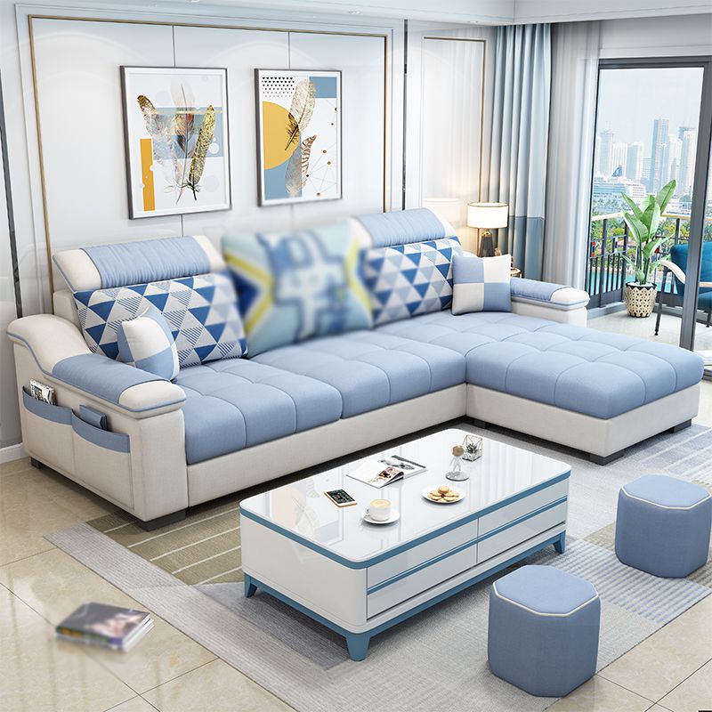 Sloped Arms Pillowed Back Cushions Storage Sectional Sofa with Chaise Clearhalo 'furn' 'furn_sectionals' 'Furniture' 'furniture_sectionals' 'kitchen' 'kitchen_sectionals' 'Living Room Furniture' 'Sectionals' 1200x1200_5a54b0d1-8542-42fb-89a4-5b9c3ccf5ecf