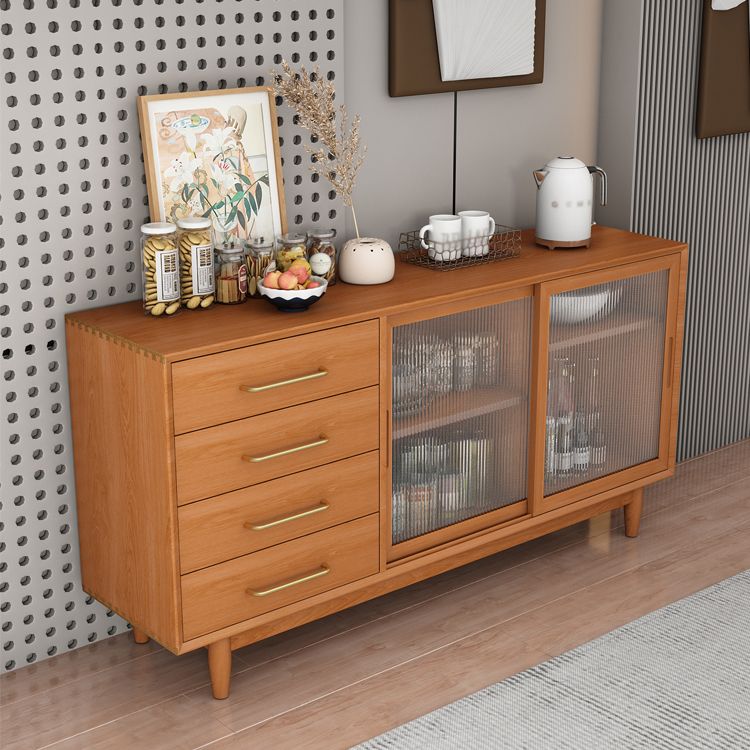 Twee deuren vier laden Sideboard Bruin 32-inch hoogtebuffettafel voor woonkamer