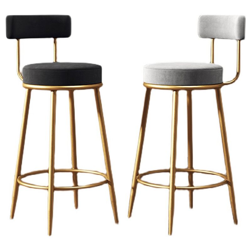 Glam sgabello da pranzo in ferro posteriore senza bracciolo sgabello da bar con cuscino di velluto