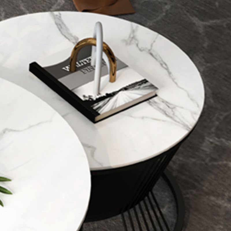 Contemporary Coffee Table Set Round White 2-Piece Coffee Cocktail Table Clearhalo 'Coffee & Accent Tables' 'Coffee Tables' 'coffee_tables' 'furn' 'furn_coffee_tables' 'Furniture' 'Living Room Furniture' 1200x1200_5a59afa8-ff61-4c82-8f34-c5becc4ff546