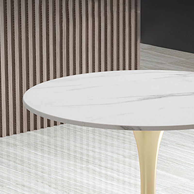 Ronde traditionele luxe eettafel Dinettetafel met wit stenen blad