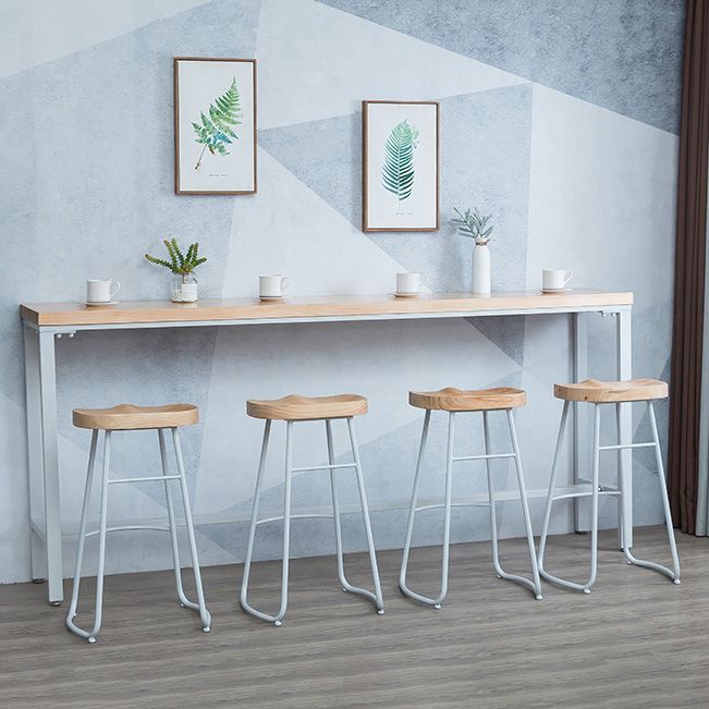 Mesa de bar rectangular estilo Glam, mesa de comedor de barra fija de madera maciza para interiores