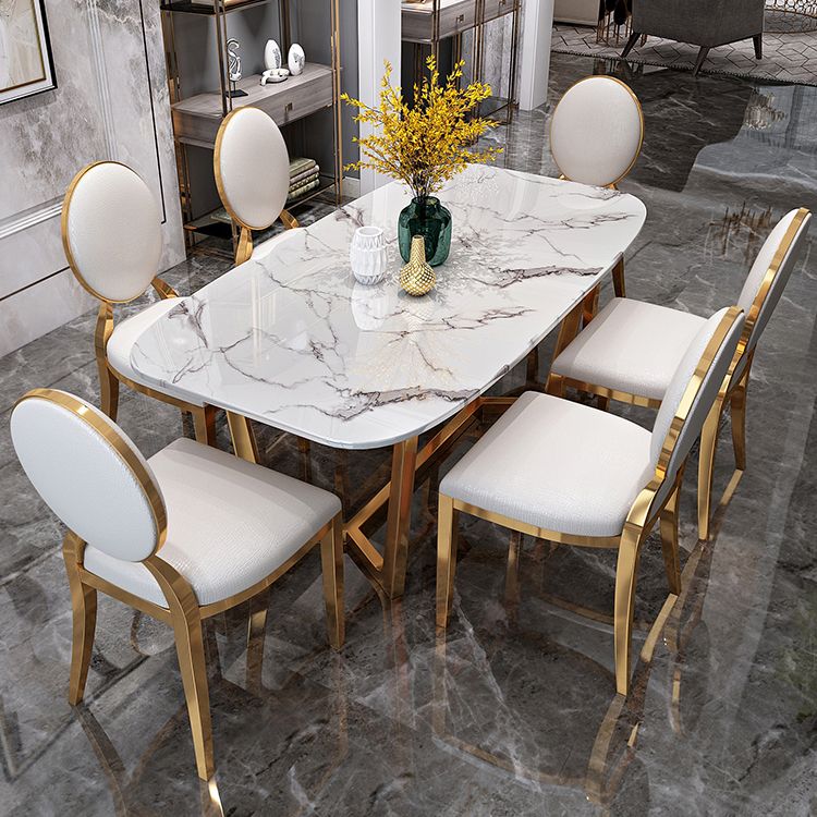 Metal Traditional Luxury Rectangle Indoor Table Sintered Stone Dining Table with Trestle Clearhalo ' dining_table' 'Dining Tables & Seating' 'Dining Tables' 'furn' 'furn_dining_table' 'Furniture' 'furniture_dining_table' 'Kitchen & Dining Furniture' 'kitchen&dining_furn' 'kitchen' 'kitchen_dining_table' 1200x1200_5a5dd9b5-db52-44c3-b226-47ea3e35f43e