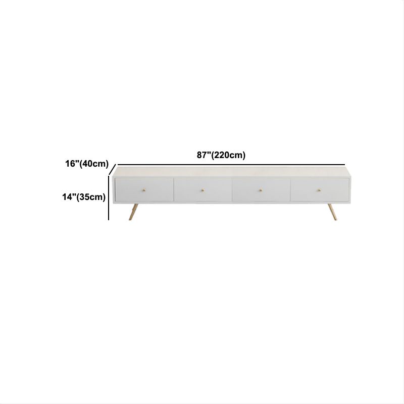 Stand de Wood TV Stand de estilo glamoroso Consola de TV de almacenamiento cerrado de color blanco con cajones