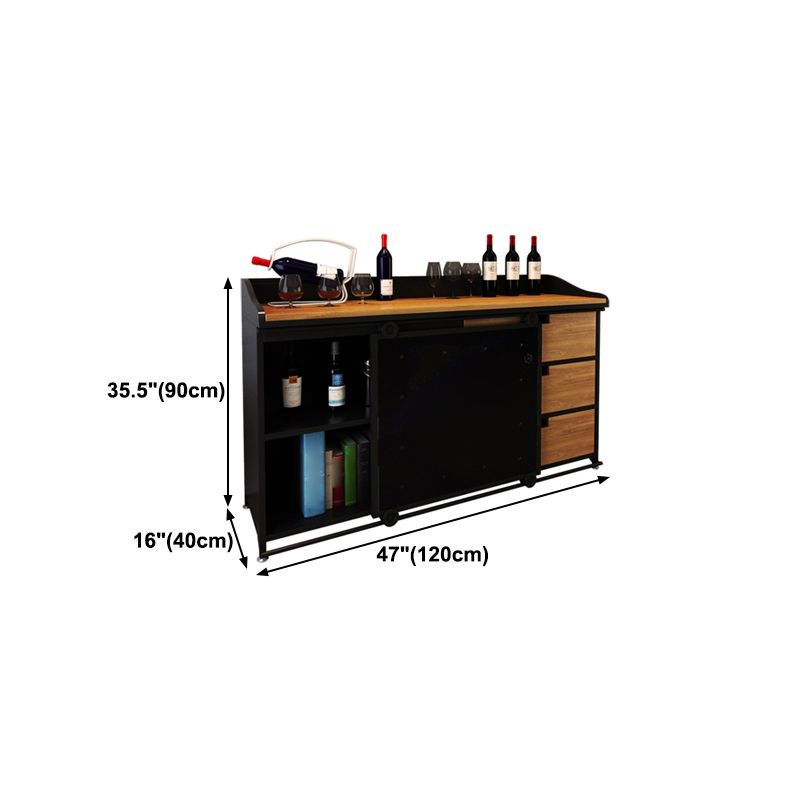 Modern Dining Room Credenza Sliding Doors Metal and Wood Buffet in Black Clearhalo 'buffet_sideboard' 'Buffets & Sideboards' 'furn' 'furn_buffet_sideboard' 'Furniture' 'furniture_buffet_sideboard' 'Kitchen & Dining Furniture' 1200x1200_5a5ef1d0-63bb-413a-a826-25614b5df176