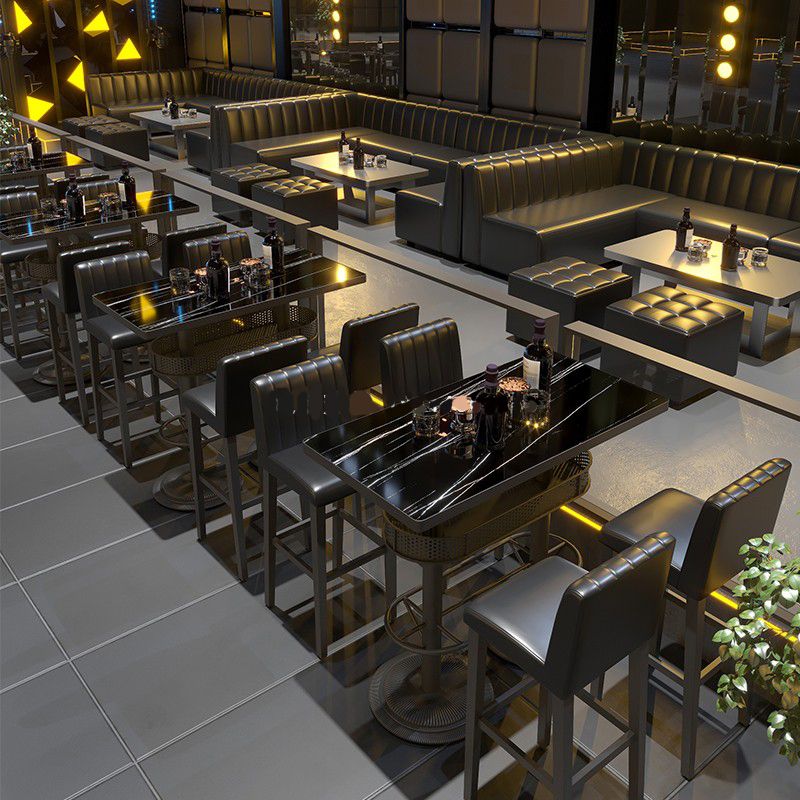 Industrial Style Bar Height Table Black Bar Dining Table with Storage Clearhalo 'Bar Furniture' 'Bar Tables' 'bar_tables' 'furn' 'furn_bar_tables' 'Furniture' 'Kitchen & Dining Furniture' 1200x1200_5a5f4333-1e61-4aee-ad66-0b62057b2a6a