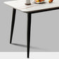 Glam Style Rectangle Dining Table Stone Top Dining Table with Black Legs