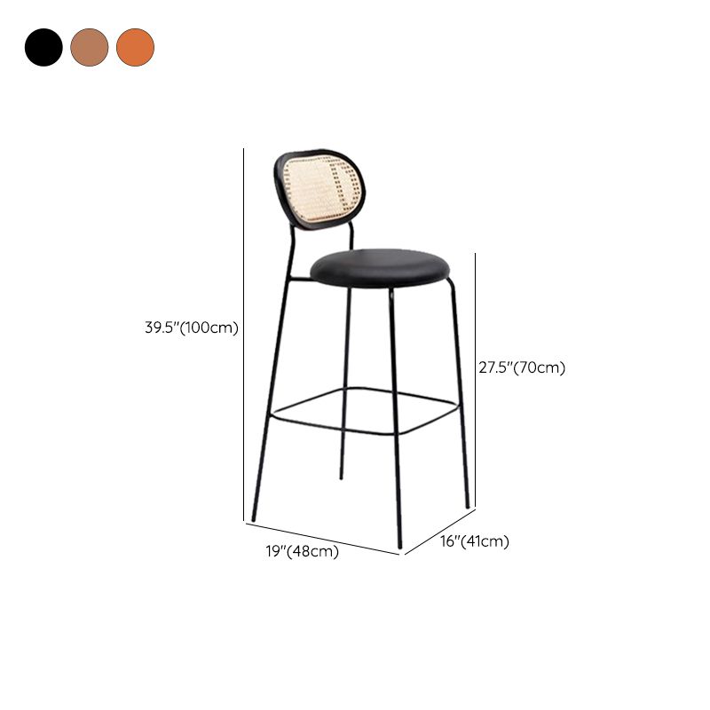 Taburetes de comedor con respaldo bajo Taburetes de bar sin brazos contemporáneos con base de metal