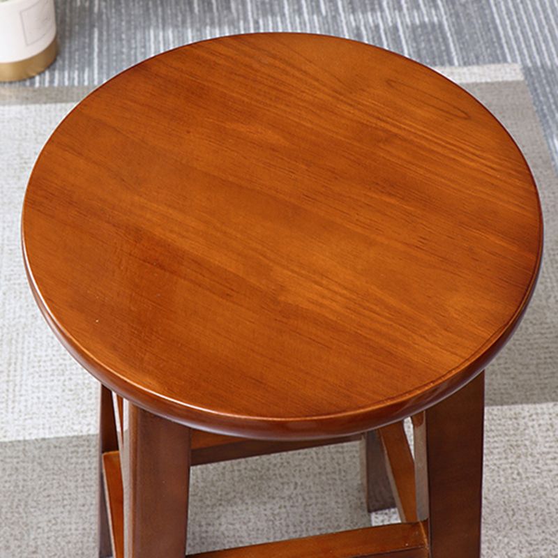 Silla alta redonda de madera maciza sin respaldo Silla de mostrador de madera industrial con 4 patas
