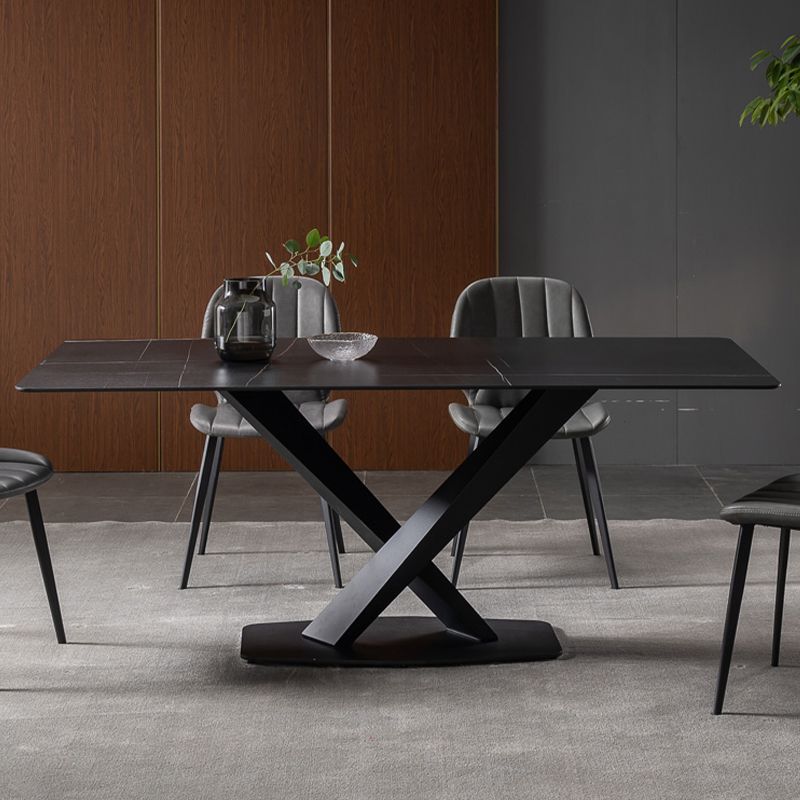 Black Stone Top Dining Table Set with Gray Chairs 1/4/5/7 Pieces Modern Dinette Set Clearhalo 'Dining Room Sets' 'Dining Tables & Seating' 'dining_room_set' 'furn' 'furn_dining_room_set' 'Furniture' 'Kitchen & Dining Furniture' 1200x1200_5a614350-1f5e-432e-94a7-c26dce4274de