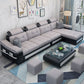 L-shape Faux Leather/Linen Blend Sectional Right Facing Sofa with Ottoman Included Clearhalo 'Furniture' 'furniture_sectionals' 'Living Room Furniture' 'Sectionals' 1200x1200_5a614535-72c6-4dba-90d0-5fbdc7f8056f