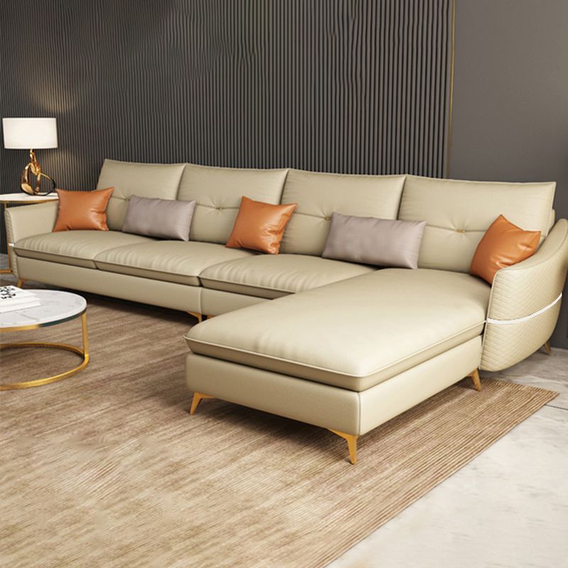 Bâle à 4 places en cuir en cuir en coupe sectionnelle avec oreillers