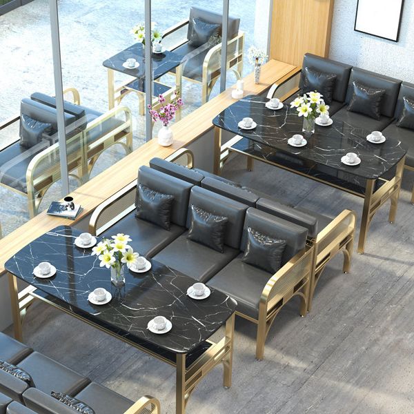 Industrial Sintered Stone Dinner Room Kitchen Table Black Table with Gold Frame Clearhalo ' dining_table' 'Dining Tables & Seating' 'Dining Tables' 'furn' 'furn_dining_table' 'Furniture' 'furniture_dining_table' 'Kitchen & Dining Furniture' 'kitchen&dining_furn' 'kitchen' 'kitchen_dining_table' 1200x1200_5a63c262-9bde-4da7-9269-2be6946ac6c8