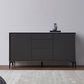Black Buffet Sideboard Sintered Stone Top Server with Door and Drawer Clearhalo 'buffet_sideboard' 'Buffets & Sideboards' 'furn' 'furn_buffet_sideboard' 'Furniture' 'Kitchen & Dining Furniture' 1200x1200_5a648f1a-d47f-4ff6-ae95-5309d8444016