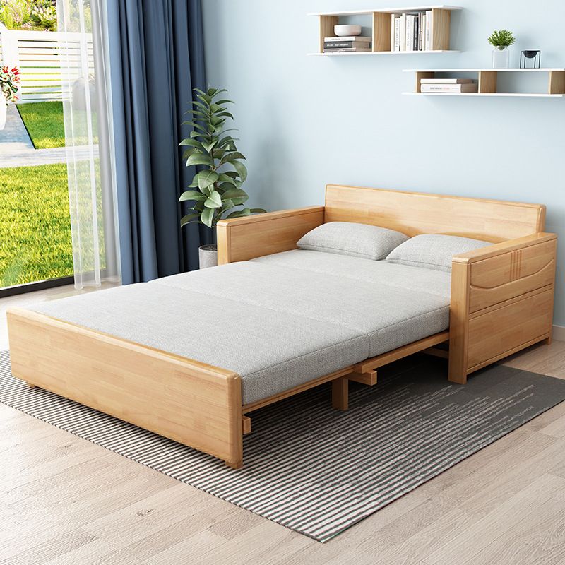 Contemporary 27.55"H Cotton Blend Wood Frame Square Arm Sofa Bed Clearhalo 'furn' 'furn_sofas' 'Furniture' 'Living Room Furniture' 'Sofa' 'sofas' 1200x1200_5a6567c3-0f32-44be-a3b0-11487c4fa1db