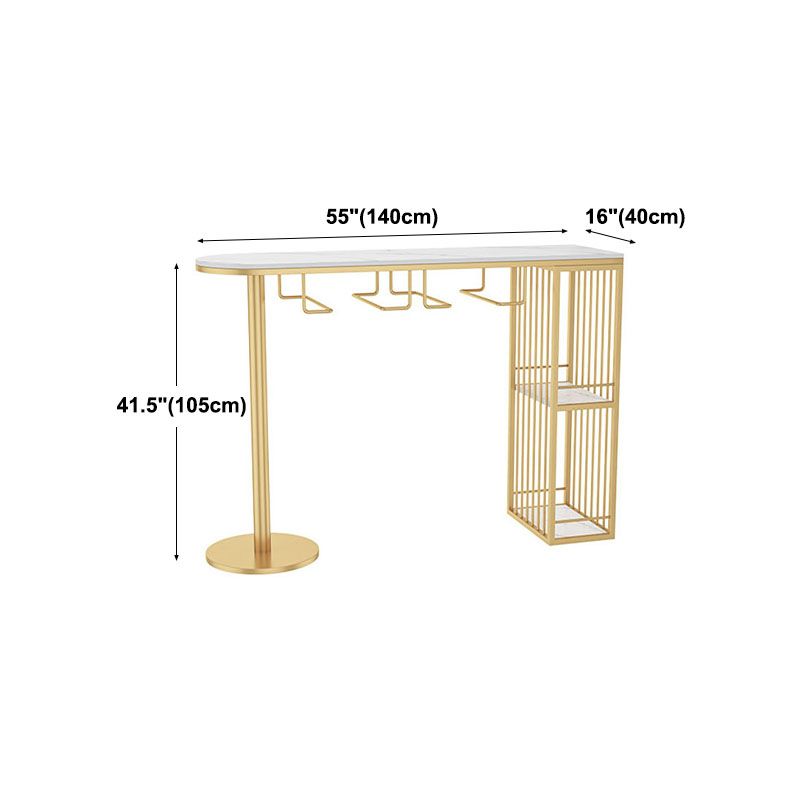 Glam 41.3"H Iron Bar Table Marble White Top Specialty Bistro Table in Gold Clearhalo 'Bar Furniture' 'Bar Tables' 'bar_tables' 'furn' 'furn_bar_tables' 'Furniture' 'furniture_bar_tables' 'Kitchen & Dining Furniture' 'kitchen&dining_furn' 'kitchen' 1200x1200_5a67b059-1c39-4b38-94c6-b9e747cfc66a