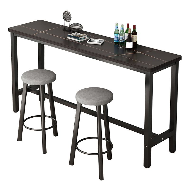Rectangle Stone Bar Table Modern Bar Table with Trestle Base Clearhalo 'Bar Furniture' 'Bar Tables' 'bar_tables' 'furn' 'furn_bar_tables' 'Furniture' 'furniture_bar_tables' 'Kitchen & Dining Furniture' 1200x1200_5a68dab7-36aa-4b80-8d36-4d448d06a4a0