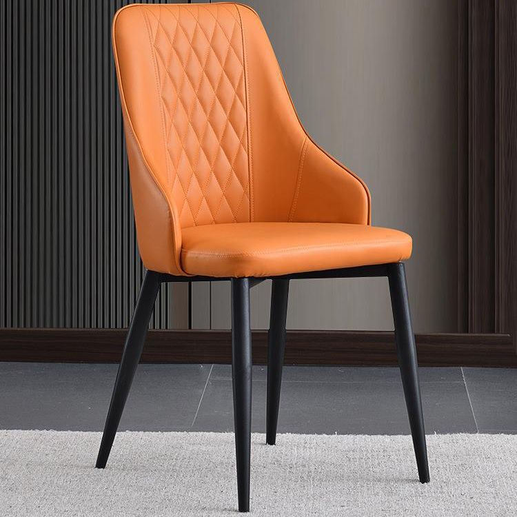 Contemporary Faux Leather Dining Chairs Metal Parsons Side Chair Clearhalo 'Dining Chairs' 'Dining Tables & Seating' 'dining_chair' 'furn' 'furn_dining_chair' 'Furniture' 'Kitchen & Dining Furniture' 1200x1200_5a6a83eb-0492-4d40-a64f-a143db45bf65