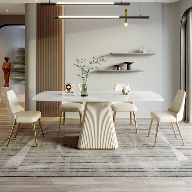 Rectangle Traditional Luxury Dining Table Sintered Stone Table with White Pedestal Base Clearhalo ' dining_table' 'Dining Tables & Seating' 'Dining Tables' 'furn' 'furn_dining_table' 'Furniture' 'furniture_dining_table' 'Kitchen & Dining Furniture' 'kitchen&dining_furn' 'kitchen' 'kitchen_dining_table' 1200x1200_5a6b9027-67cb-4060-927f-b4b8a575c600