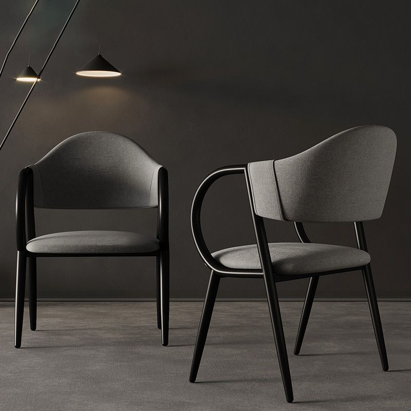 Industrial Leather Restaurant Arm Chair Open Back Dining Chair with Metal Legs Clearhalo ' kitchen&dining_furn' 'Dining Chairs' 'Dining Tables & Seating' 'dining_chair' 'furn' 'furn_dining_chair' 'Furniture' 'furniture_dining_chair' 'Kitchen & Dining Furniture' 'kitchen' 1200x1200_5a6c80e9-3500-4f60-9ece-0566263f2f26