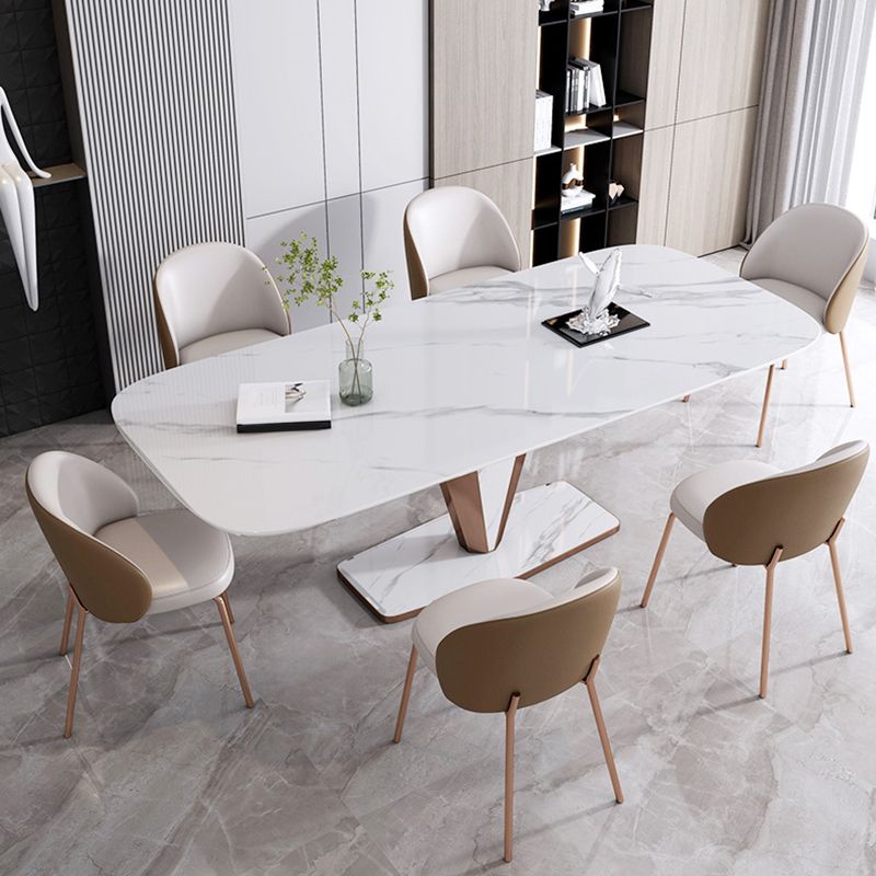 Modern Sintered Stone Dining Table Set 1/2/3/5/7 Pieces Dining Set with Pedestal Base Clearhalo 'Dining Room Sets' 'Dining Tables & Seating' 'dining_room_set' 'furn' 'furn_dining_room_set' 'Furniture' 'Kitchen & Dining Furniture' 1200x1200_5a6cb617-3b52-4bb3-b7a1-04c5ebedd2e6