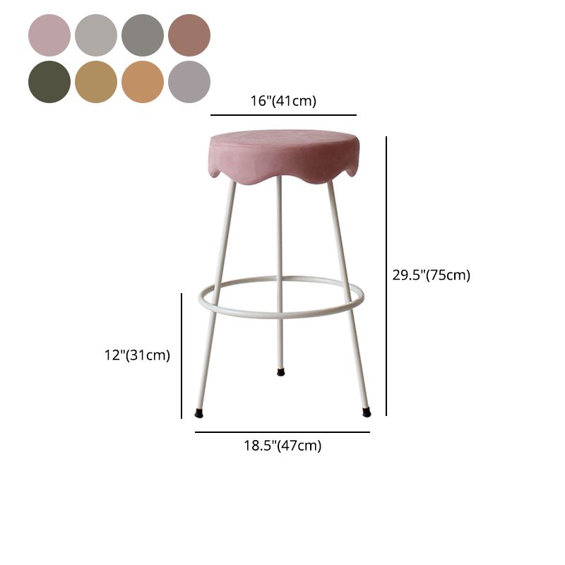 Modern Armless Backless Counter Stool Iron Cafe Bar Stool with Flannel Cushion and Pedal Clearhalo 'Bar Furniture' 'Bar Stools' 'bar_stools' 'furn' 'furn_bar_stools' 'Furniture' 'furniture_bar_stools' 'Kitchen & Dining Furniture' 1200x1200_5a6cd0d0-7821-42a9-a540-91c88da96e5e