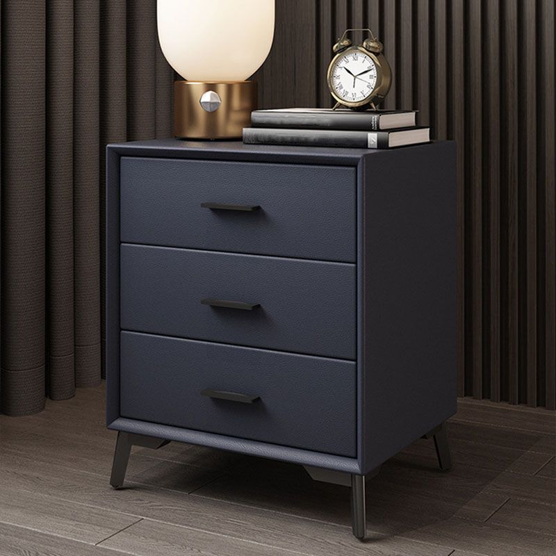 23.62" Tall Faux Leather Night Table 3-drawer Bedside Cabinet with Legs Clearhalo 'Bedroom Furniture' 'furn' 'furn_night_stand' 'Furniture' 'night_stand' 'Nightstands' 1200x1200_5a6e073f-1190-43a1-9180-a4564ab3f045