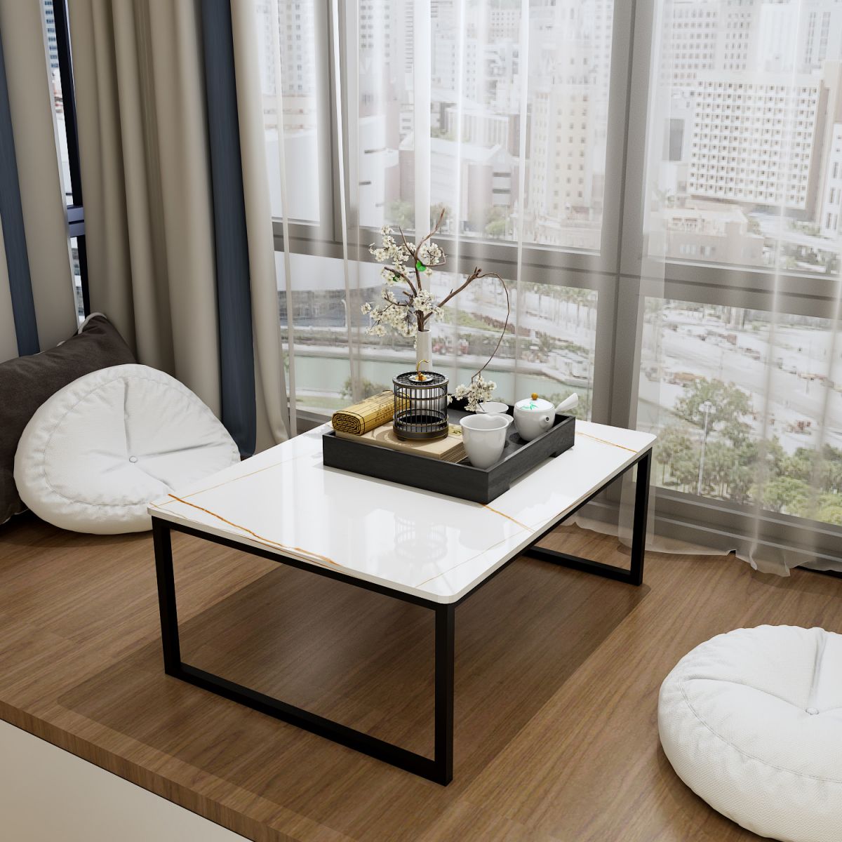 Glam Sled Coffee Table Set Slate Rectangular Coffee Table for Home Clearhalo 'Coffee & Accent Tables' 'Coffee Tables' 'coffee_tables' 'furn' 'furn_coffee_tables' 'Furniture' 'Living Room Furniture' 1200x1200_5a6f7071-2eea-4396-899b-03e684cae86d