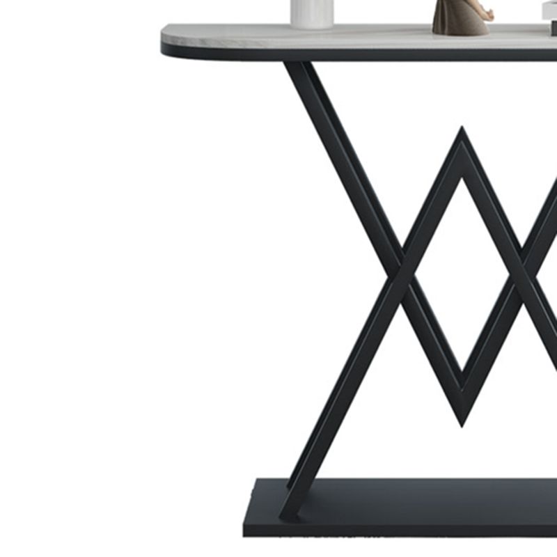 Marble Sofa Console Table Antique Finish Console Accent Table with Shelf