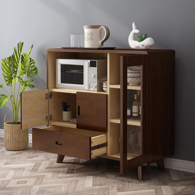 Sideboard a buffet moderno in legno massiccio 38,9 "H con cassetto e armadi