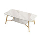 Table basse rectangulaire en ardoise, 4 pieds, 1 table de cocktail simple avec étagère de rangement