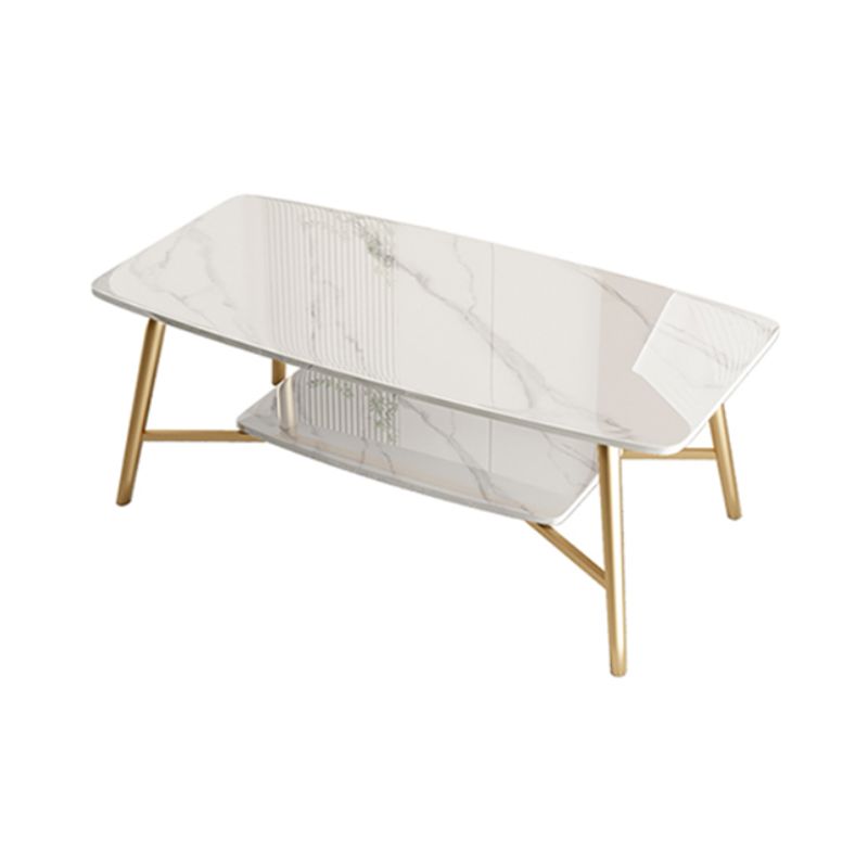 Table basse rectangulaire en ardoise, 4 pieds, 1 table de cocktail simple avec étagère de rangement