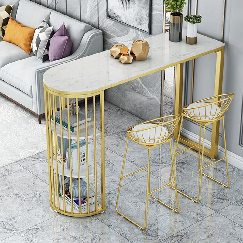 Stone Bar Dining Table Glam Bar Table with Double Pedestal for Kitchen Dining Room Clearhalo 'Bar Furniture' 'Bar Tables' 'bar_tables' 'furn' 'furn_bar_tables' 'Furniture' 'furniture_bar_tables' 'Kitchen & Dining Furniture' 1200x1200_5a717545-31c1-4dfd-8c96-821a701fdf34