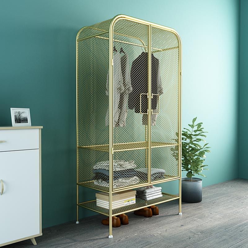 Industrial Style Wardrobe Bedroom Metal Wardrobe Closet with Doors