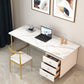 Metal Base Writing Desk Glam Style Office Desk with 3-drawer Clearhalo 'Furniture' 'furniture_office_desk' 'Office Desks' 'Office Furniture' 'office_desk' 1200x1200_5a73e652-357c-4f64-8863-3d30facc4c41