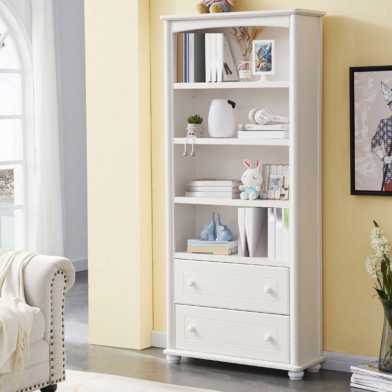 Closed Back Modern Bookcase Standard White Wooden Bookshelf with Shelves Clearhalo 'Bookcases' 'furn' 'furn_bookcases' 'Furniture' 'Office Furniture' 1200x1200_5a73ef94-0288-486c-a01b-c04f9a1972ab