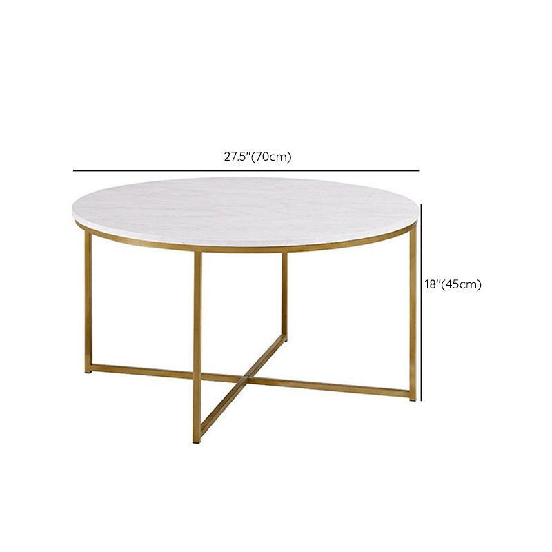 Modern Round Slate Coffee Table Cross Legs Cocktail Table in Gold Clearhalo 'Coffee & Accent Tables' 'Coffee Tables' 'coffee_tables' 'furn' 'furn_coffee_tables' 'Furniture' 'Living Room Furniture' 1200x1200_5a76ce67-2ff6-474e-aaaa-0c481a2d1444