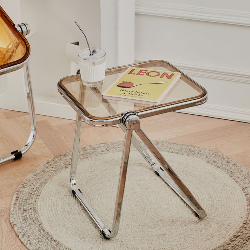 Contemporary Metal X-base End Slide Table Rectangular Side Table Clearhalo 'Coffee & Accent Tables' 'End & Side Tables' 'end_side_tables' 'furn' 'furn_end_side_tables' 'Furniture' 'Living Room Furniture' 1200x1200_5a773846-ca16-45f9-93a7-be8e2cae11f3