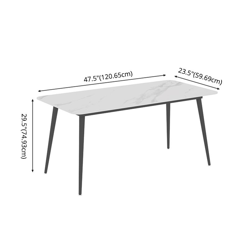 Contemporary Sintered Stone Top Stand Rectangular Dining Set White Standard Dining Set for Kitchen Clearhalo 'Dining Room Sets' 'Dining Tables & Seating' 'dining_room_set' 'furn' 'furn_dining_room_set' 'Furniture' 'furniture_dining_room_set' 'Kitchen & Dining Furniture' 'kitchen&dining_furn' 'kitchen' 1200x1200_5a777d06-6b4b-4d55-adc3-ebfe50c1f5d6
