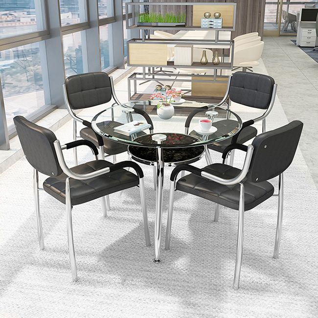Modern Style Tempered Glass Dining Table Tripod Base Dining Site Table for Dining Room Clearhalo ' dining_table' 'Dining Tables & Seating' 'Dining Tables' 'furn' 'furn_dining_table' 'Furniture' 'furniture_dining_table' 'Kitchen & Dining Furniture' 'kitchen&dining_furn' 'kitchen' 'kitchen_dining_table' 1200x1200_5a79a48b-5884-4a6e-b41c-d0f47b76189b
