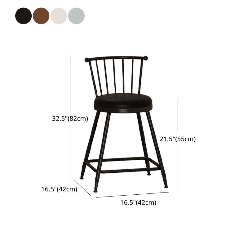 Industrial Armless Backrest Counter Stool Steel Bar Stool with Leather Cushion Clearhalo 'Bar Furniture' 'Bar Stools' 'bar_stools' 'furn' 'furn_bar_stools' 'Furniture' 'furniture_bar_stools' 'Kitchen & Dining Furniture' 1200x1200_5a7b8fb0-3253-4612-91c3-26c8bd23e24c