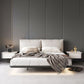 Modern Style Upholstered Headboard Free Leather White Suspension Bed