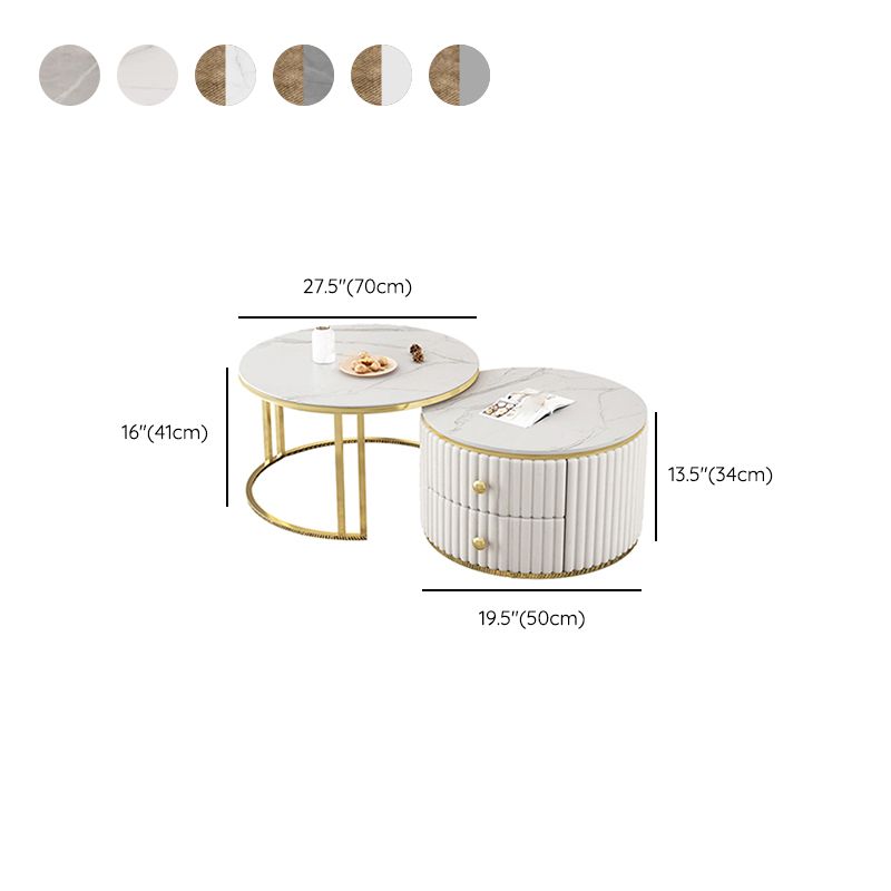 Slate and Metal Coffee Table Frame Nesting Coffee Table Set with Drawers Clearhalo 'Coffee & Accent Tables' 'Coffee Tables' 'coffee_tables' 'furn' 'furn_coffee_tables' 'Furniture' 'Living Room Furniture' 1200x1200_5a7cadcf-5807-4d3a-8097-f6bfd469e002