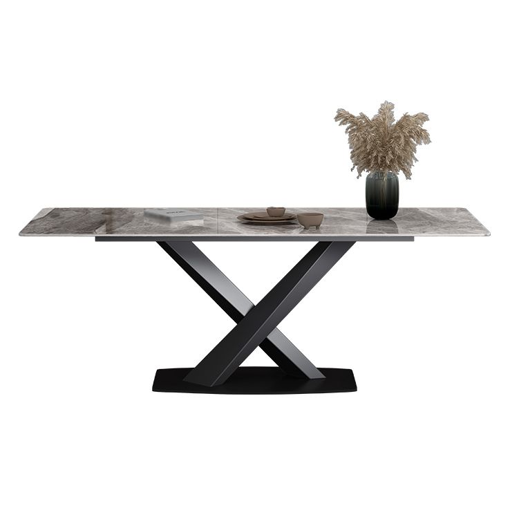 Simple Gray Sintered Stone Dining Table Kitchen Standard Dining Table with Pedestal Base Clearhalo ' dining_table' 'Dining Tables & Seating' 'Dining Tables' 'furn' 'furn_dining_table' 'Furniture' 'furniture_dining_table' 'Kitchen & Dining Furniture' 'kitchen&dining_furn' 'kitchen' 'kitchen_dining_table' 1200x1200_5a7daa88-7107-4b04-8f8e-bc5484e1de21
