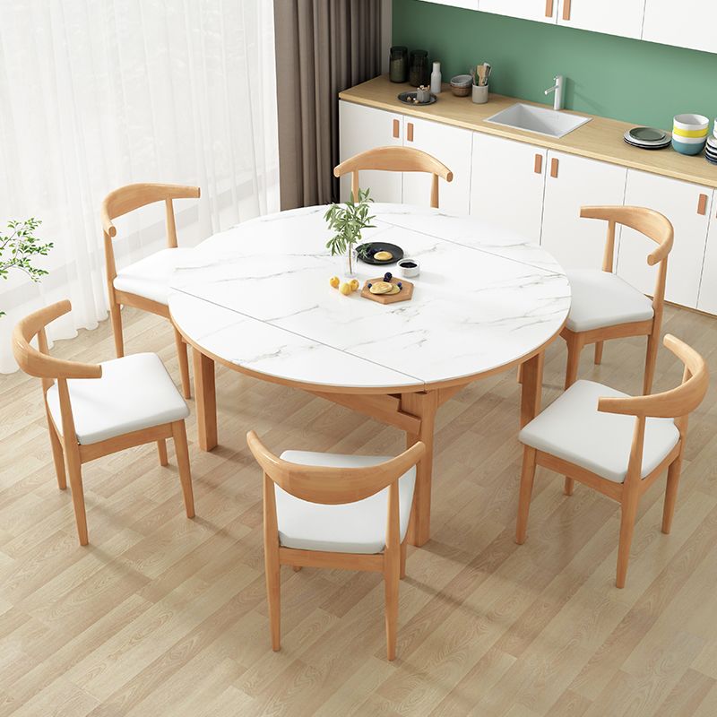Modern Style Round Dinner Table White Sintered Stone Table with Wooden Base Clearhalo ' dining_table' 'Dining Tables & Seating' 'Dining Tables' 'furn' 'furn_dining_table' 'Furniture' 'furniture_dining_table' 'Kitchen & Dining Furniture' 'kitchen&dining_furn' 'kitchen' 'kitchen_dining_table' 1200x1200_5a7dd6be-606a-4380-8c51-c6f123fb120b