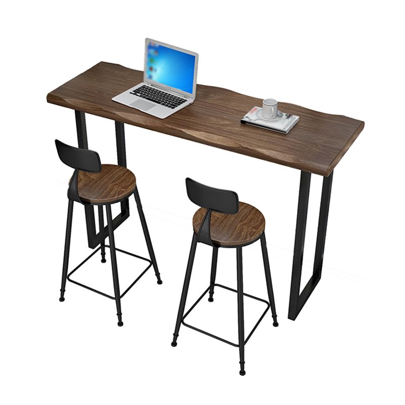 Tavolo da bar naturale e nero moderno tavolo da pranzo a barre in legno massiccio in legno massiccio