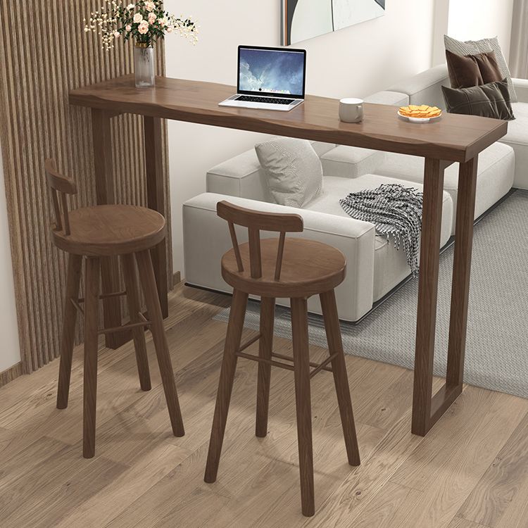 Table de salle à manger de bar rectangulaire en bois massif, intérieur moderne, marron