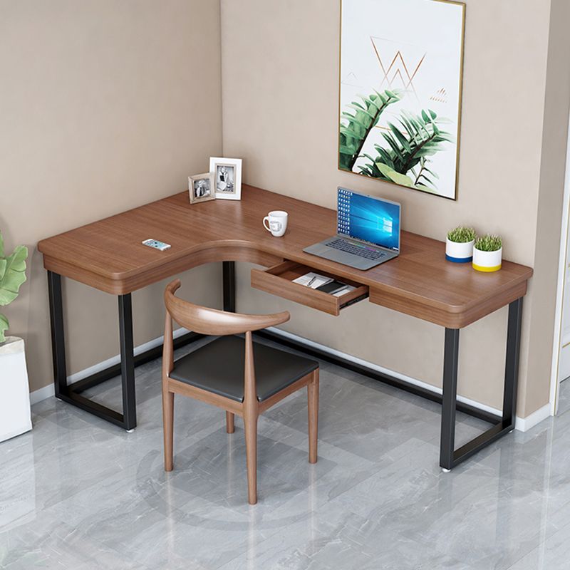 L-Form Solid Pine Writing Table Industrial Home Working Table