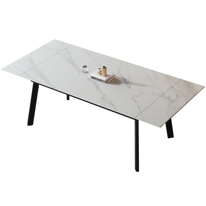 Modern Kitchen Foldable Dining Room Set with Sintered Stone Top and Black Base Dining Furniture Set Clearhalo 'Dining Room Sets' 'Dining Tables & Seating' 'dining_room_set' 'furn' 'furn_dining_room_set' 'Furniture' 'furniture_dining_room_set' 'Kitchen & Dining Furniture' 'kitchen&dining_furn' 'kitchen' 1200x1200_5a7ebd48-3740-4a40-ab2b-62f2edd27635