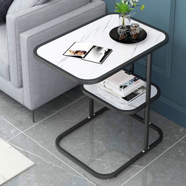Modern Metal C Side Table Rectangular Top Side Table with Shelf Clearhalo 'Coffee & Accent Tables' 'End & Side Tables' 'end_side_tables' 'furn' 'furn_end_side_tables' 'Furniture' 'Living Room Furniture' 1200x1200_5a7f1c15-acbb-4e50-8d6f-8dfba4c3e437
